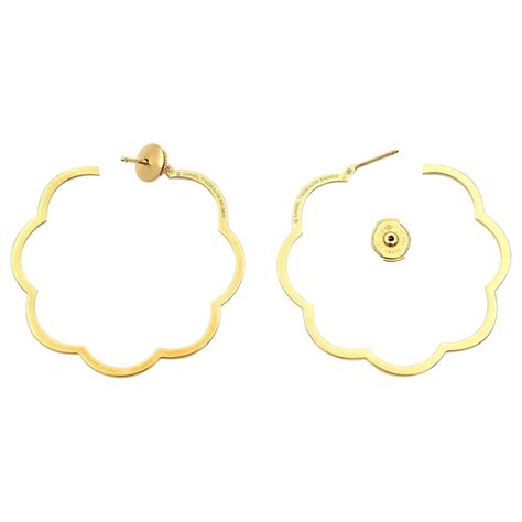 chanel camellia gold sparkly earrings|chanel camellia hoop earrings.